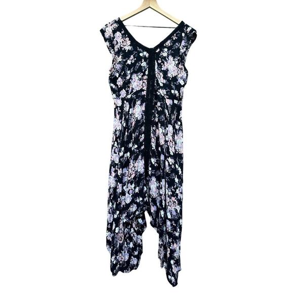Lola P. Women’s Floral Midi Dress Size Small Short Sleeve Boho Style Pre-Owned - Picture 1 of 7